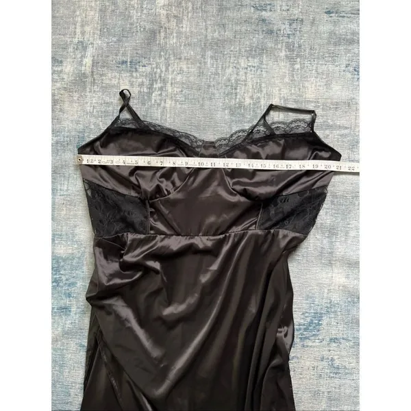 NWT! Cider Black Satin Lace Insert Ruch Front Sexy Slip Dress Size 2XL - Image 6