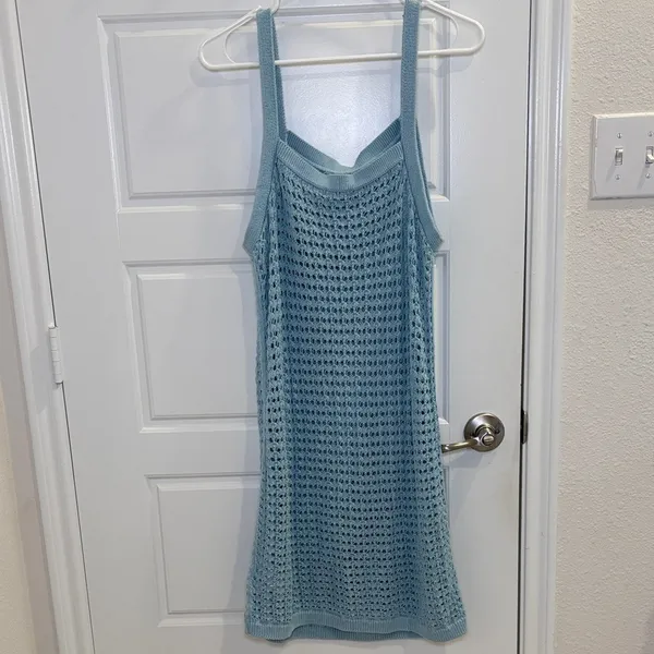 Madewell Blue Open Knit Crochet Sweater Dress Cover Up Size M - Image 3