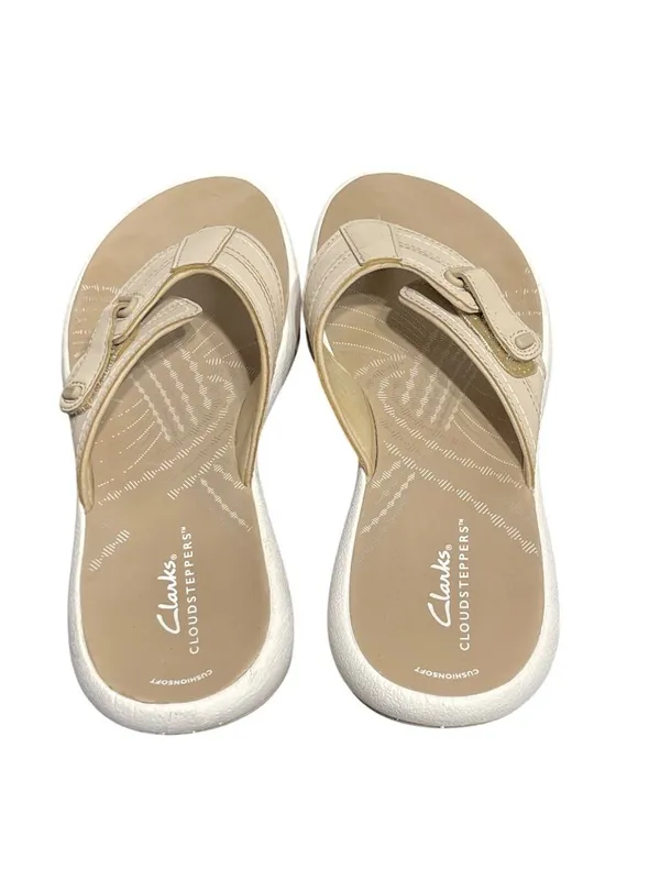 Clarks Cloudsteppers Sunmaze Loop Sandals Shoes Thongs Flip Flops Beige Sz 7 - Image 4