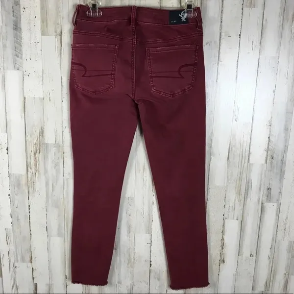 American Eagle AE Jegging Crop Jeans Denim Red 2 v6x - Image 2