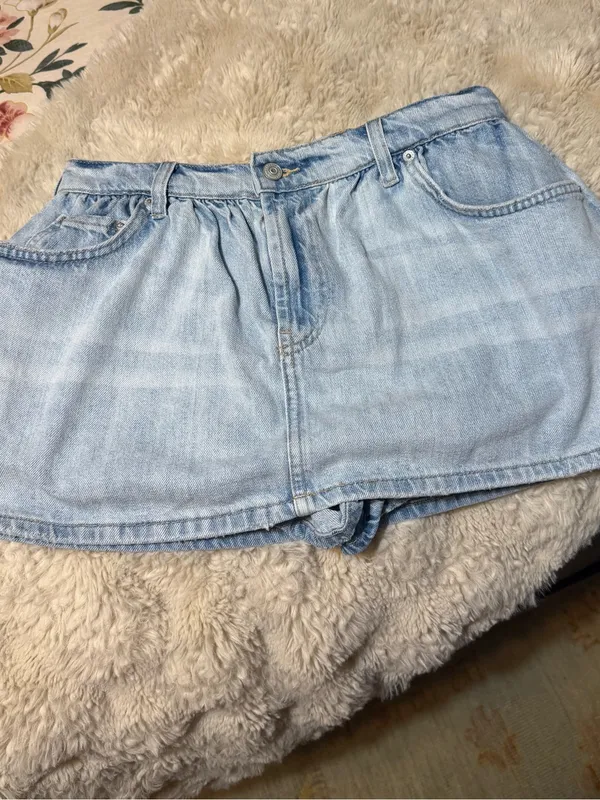 NWT We The Free Light Blue Denim Mini Skort - Image 2