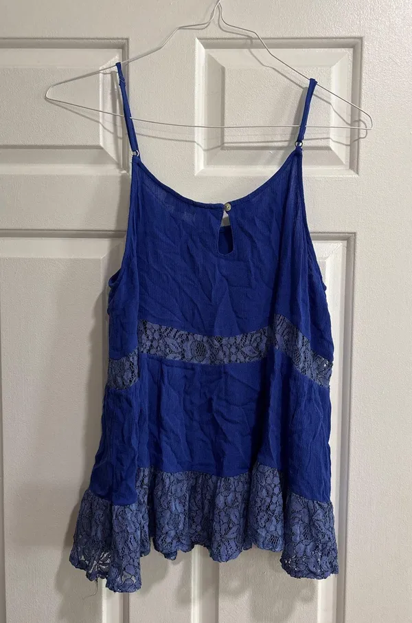 Umgee Boho Lace Blue Top - Image 3