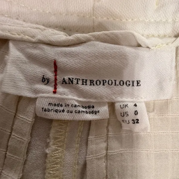 Anthropologie Cream Wide Leg Pants Womens US 0 High Rise Cotton Stretch Trouser - Image 5