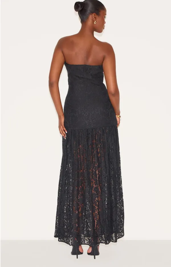 Pretty Little Thing Black Maxi Lace Dress - Image 2