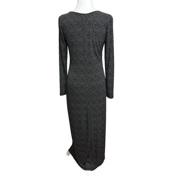 ModCloth Maxi Dress Black Polka Dot Square Neck Stretch Mod Indie Retro Party‎ M - Image 4