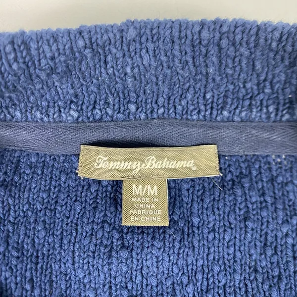 Tommy Bahama Sweater Dress‎ Womens Medium Navy Blue Embroidered Tunic Pullover - Image 3