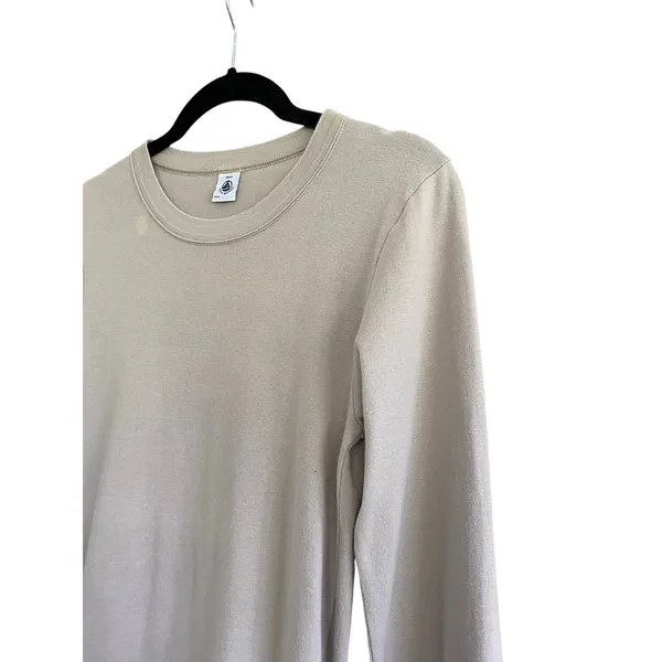 Petit Bateau Crewneck Light Tan Long Sleeve Tee Size XS - Image 2