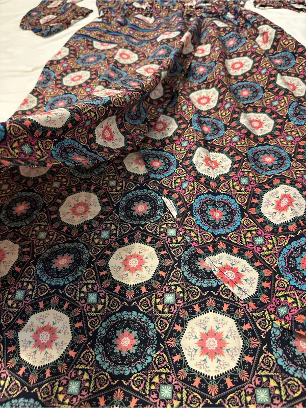 Fraiche by J Nadia Faux Wrap Boho Printed Long Sleeve Midi Dress - NWT - Size S - Image 10
