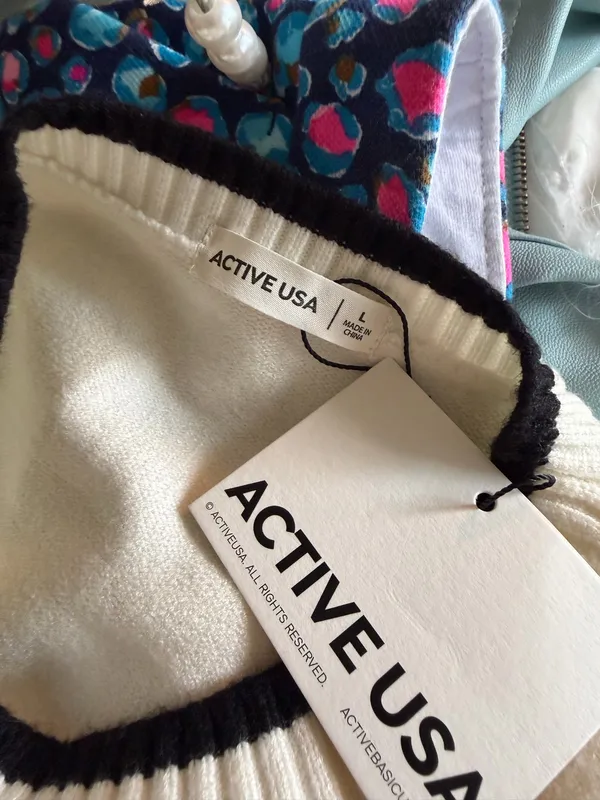 Active USA Cream Embroidered Bear Sweater - Image 6