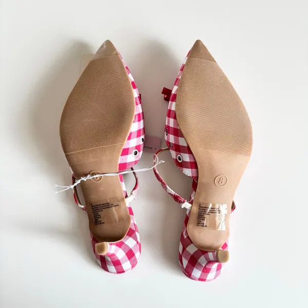 Wild Fable Lysandra Gingham Eyelet Kitten Heels Women's 8 Red & White Coquette - Image 7