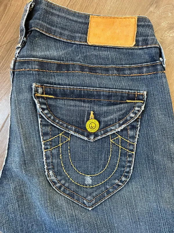 True Religion Billie Straight Leg Jeans Pocket Flap Medium Wash Womens Sz 28 - Image 13