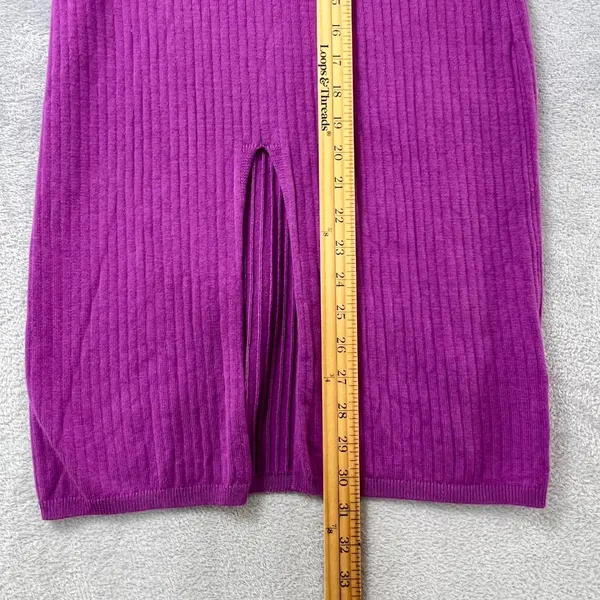 Free People Skyline‎ Women Medium Purple Ribbed Knit Front Slit Midi Skirt Boho - Image 9