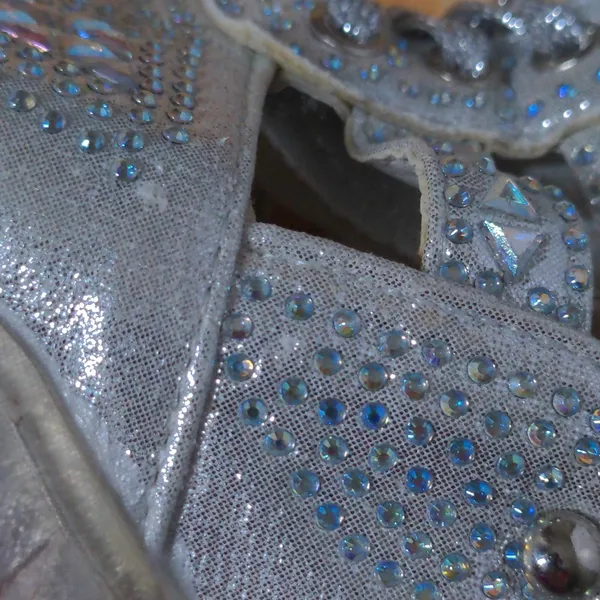 Anthony Wang Platform Sandals Silver Cutout Bedazzled Wedge Y2K 35 (US 4-4.5) - Image 9