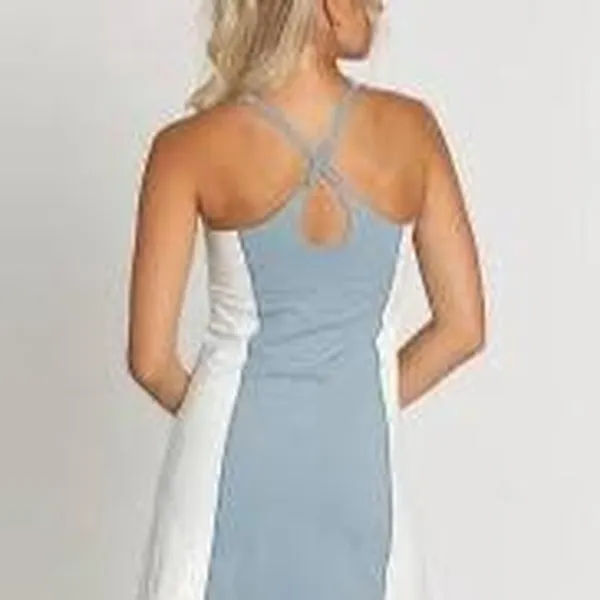 Gold Hinge Cloud Blue Stripe Active Dress NWT XS - Image 4