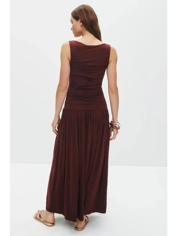 Summer Away Patmos Dress in Dark Walnut Small Womens Long Maxi - Image 13