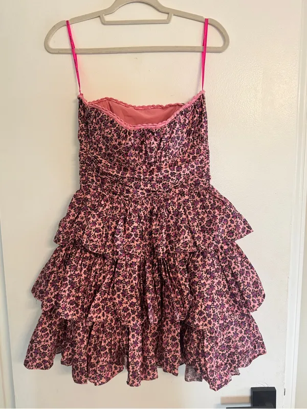 Betsey Johnson Pink Floral Tiered Ruffle Dress - Image 4