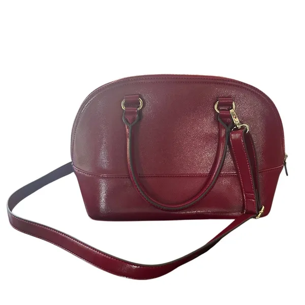 Anne‎ Klein Dome Satchel Large Red Saffiano Crossbody Bag - Image 4