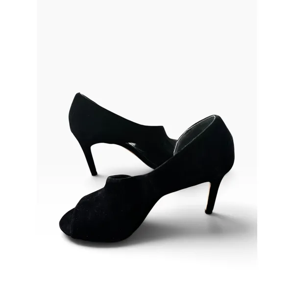 Cole Haan Bethany Open Toe Pump 7 Black Suede d'Orsay Stiletto Heels - Image 6