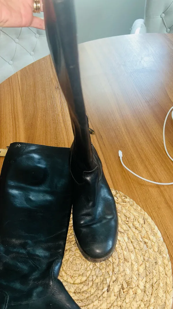 Frye Leather Boots Black Riding Melissa Button - Image 9