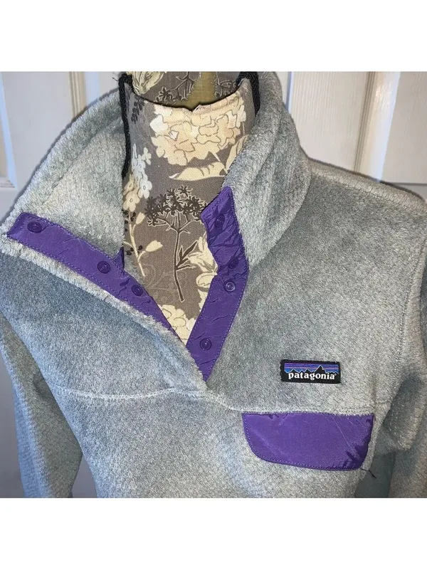 PATAGONIA Re/Tool Snap-t Gray Fleece Pulliver with Purple Accents medium - Image 4