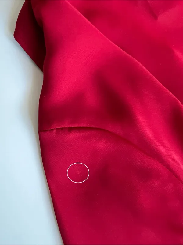 Jaclyn Smith Red Satin Ruffle Button Front 3/4 Balloon Sleeve Blouse Women’s M - Image 14