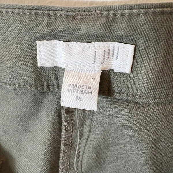 J. Jill Button Side Shorts English Moss Green Cotton Linen‎ Stretch Size 14 NWT - Image 4