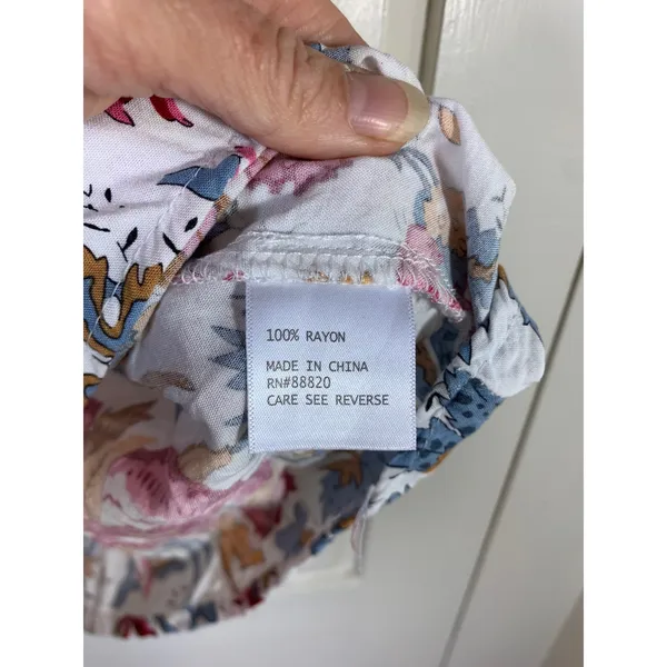Nicole Miller New York Women 2X Floral Paisley V-Neck Cap Sleeve Rayon Blouse - Image 3