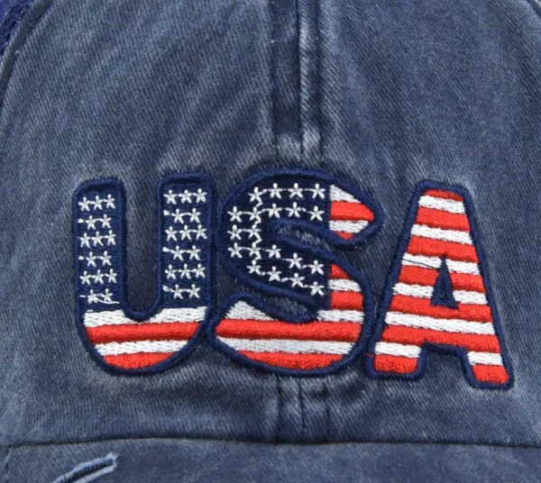 Blue USA American Flag Trucker Cap - Washed Distressed Embroidery - Adjustable - Image 4