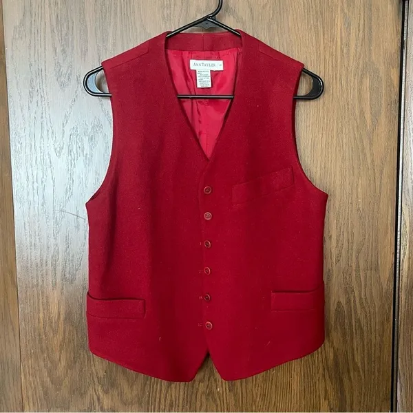 Ann Taylor Vintage Red Wool Vest - Image 2