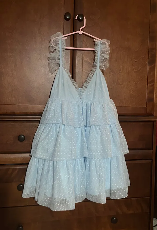Revolve Arabela Ruffle Mini Dress in Baby Blue - Image 2