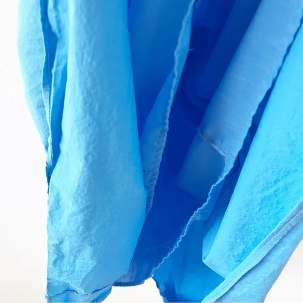 English Factory Ocean Blue Button Down Puff Sleeve Tiered Midi Dress - Image 8