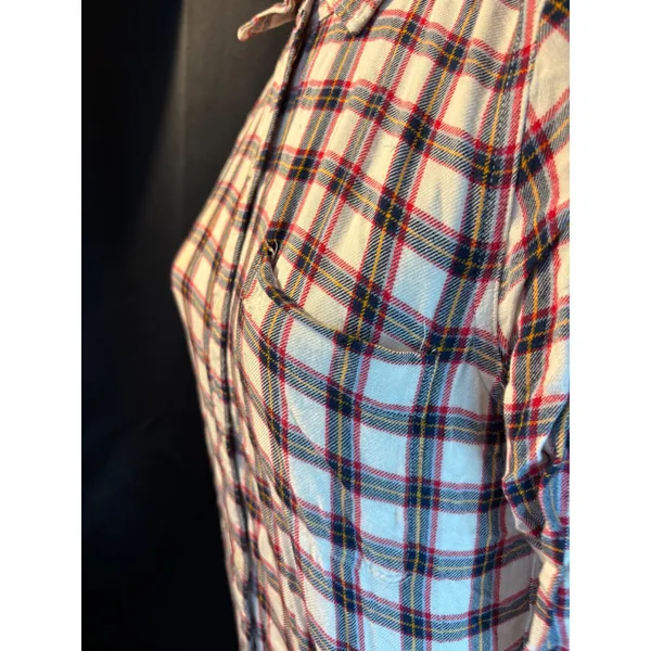 Abercrombie & Fitch Womens Plaid Button Down Shirt White Red Blue Small 1W3761 - Image 3