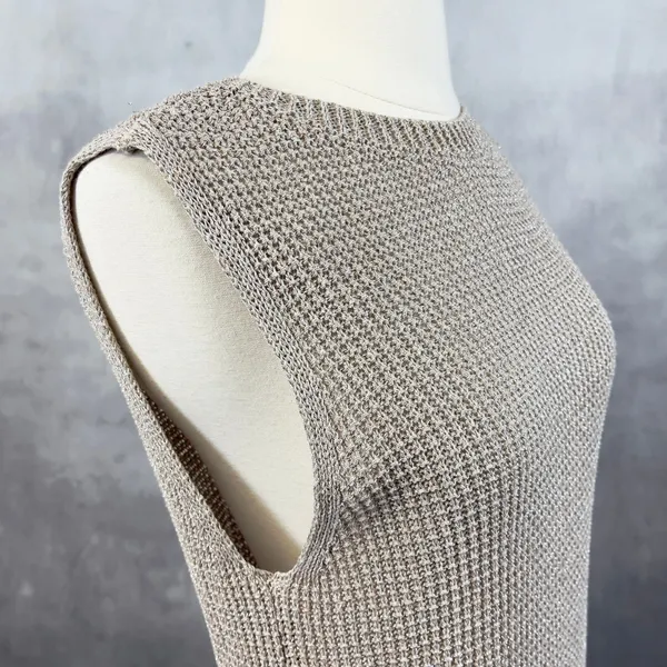 Zara Womens Crochet Knit Dress Small Sleeveless Midi Quiet‎ Luxury Metallic Chic - Image 3