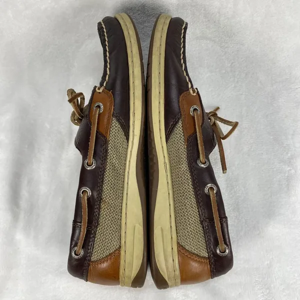Sperry Top-Sider Leather Boat Shoes Mesh Detail Brown Tan Comfort Loafers‎ 7.5M - Image 9
