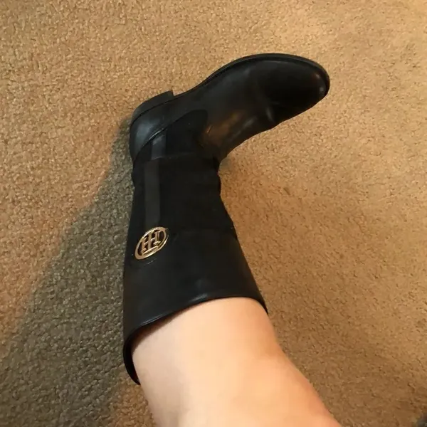 Tommy Hilfiger Black Mid Calf Zip Up Boots with Gold Hardware- Size 8 - Image 11