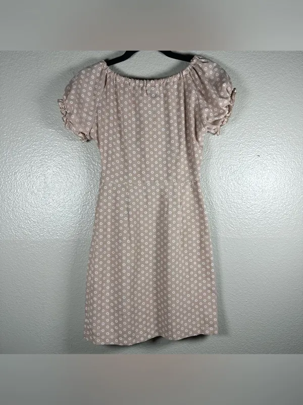 Princess Polly Tie-Front Puff Sleeve Mini Dress in Light Pink Dot SZ:0 - Image 4