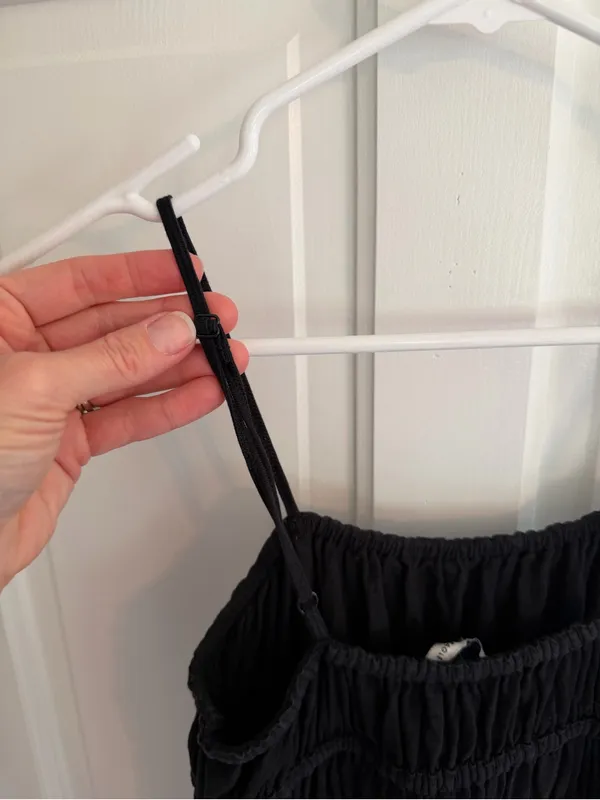 American Eagle Black Smocked Cotton Maxi Dress Adjustable Straps‎ Boho - Image 3
