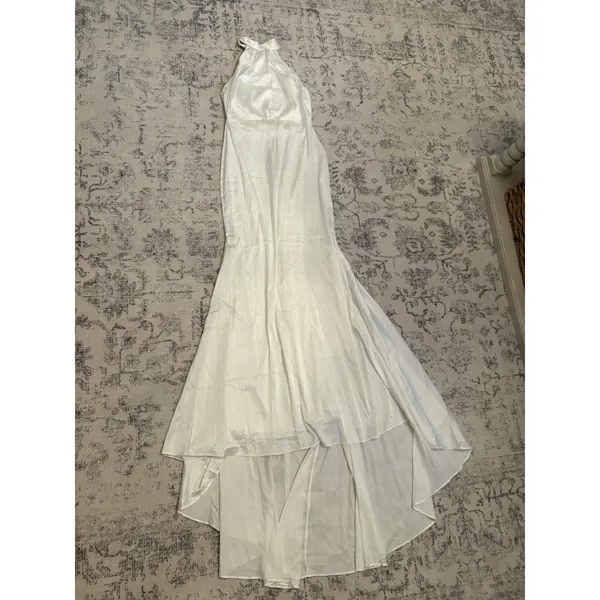 Lulus Eternity Together White Satin Halter Mermaid Maxi Dress Size XS Bridal - Image 4