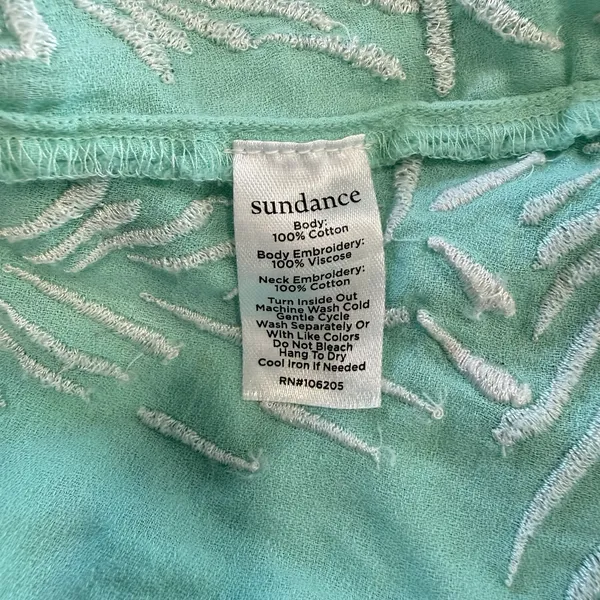 Sundance Aquamarine Embroidered Birds Floral Cotton Boho Beach Dress‎ Size LARGE - Image 10
