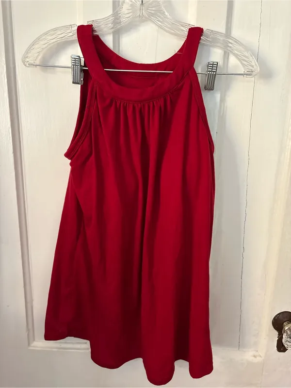 Women's Red Tank Top Built in Bra Athletic Casual - Image 6