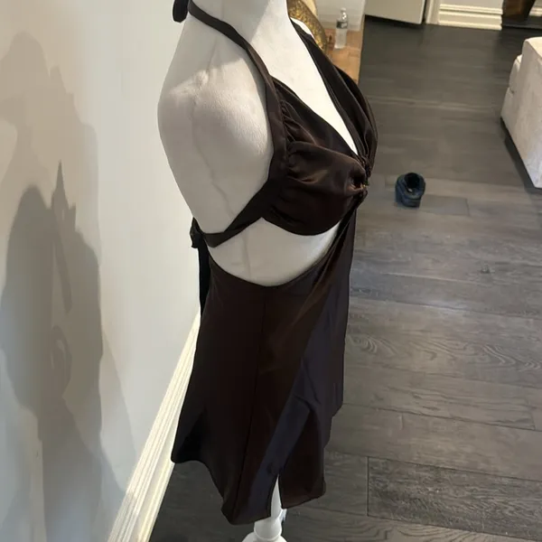 PepperMayo Brown Halter Mini Dress - Image 3