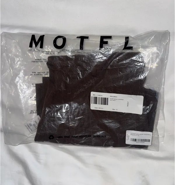 Motel brown pinstripe mini skirt with belt - Image 7