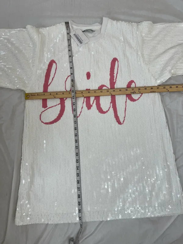 Forever 21 White Sequin Bride Tunic Dress size S/M - Image 6