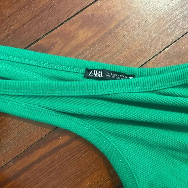 Zara Green One Shoulder Bodycon Dress - Image 2