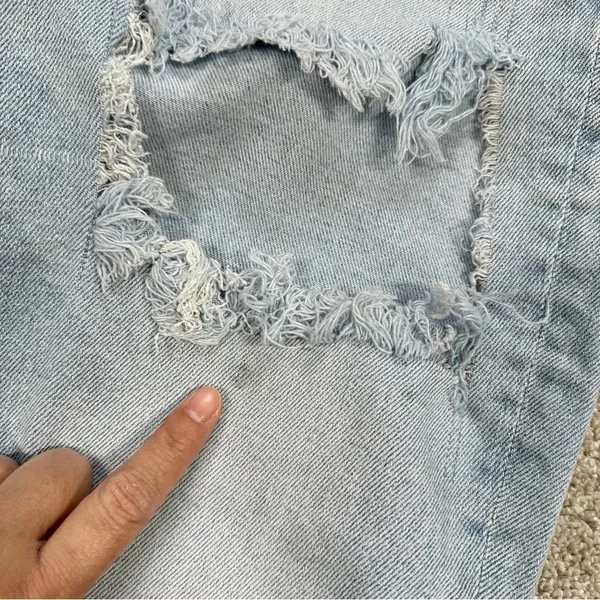 American Eagle Stretch Mom Straight Jeans Distressed Ripped Blue Size 6 Short - Image 13