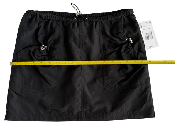 Honey&Sparkle NWT Sz M Black Nylon Utility Cargo Mini Skirt Drawstring Waist - Image 8