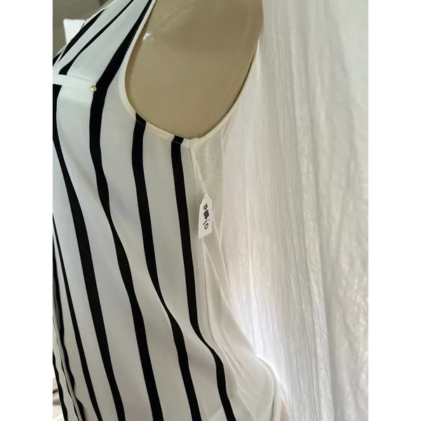 Express Striped Sleeveless Top V-Neck Career Casual Blouse XS - Image 3