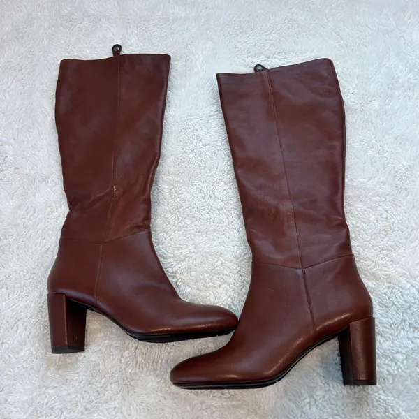 Geox Womens VTG Brown Leather Knee High Heel Boots Boho Chic Western Cowboy 9 - Image 2