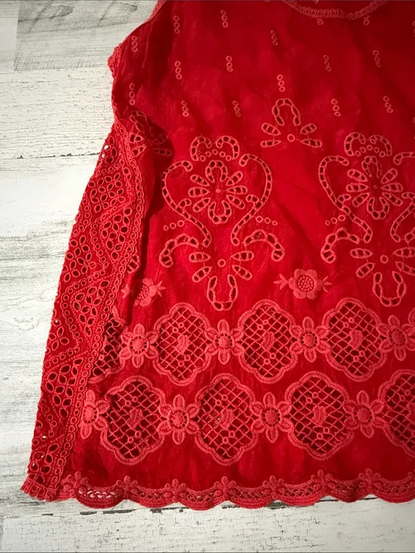 Johnny Was Luanna Red Eyelet Scoop Neck Tank Blouse - Image 5