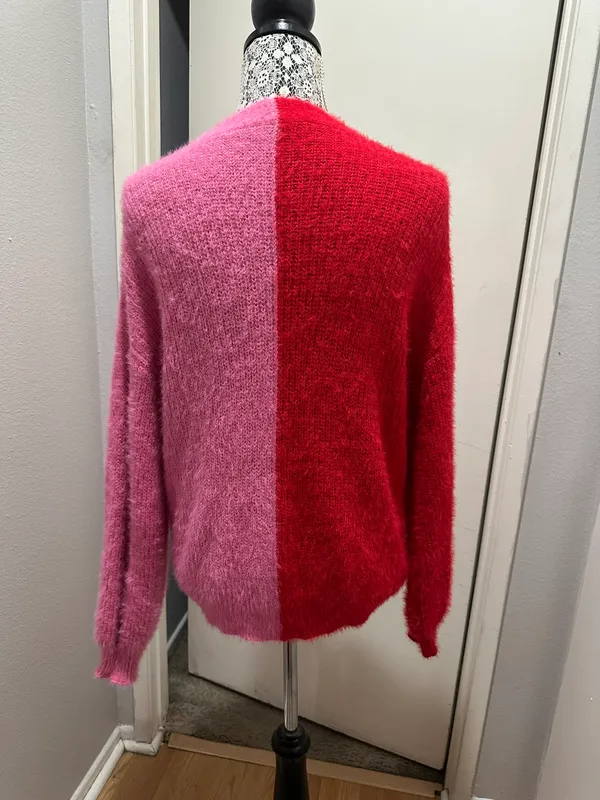 Color Block Cardigan Pink Size M - Image 2